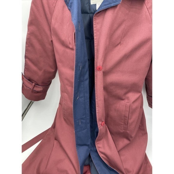 Vintage Sport Ease Fashions Goose Down Trench Coat Maroon Made in Canada Size 14 - Picture 8 of 16